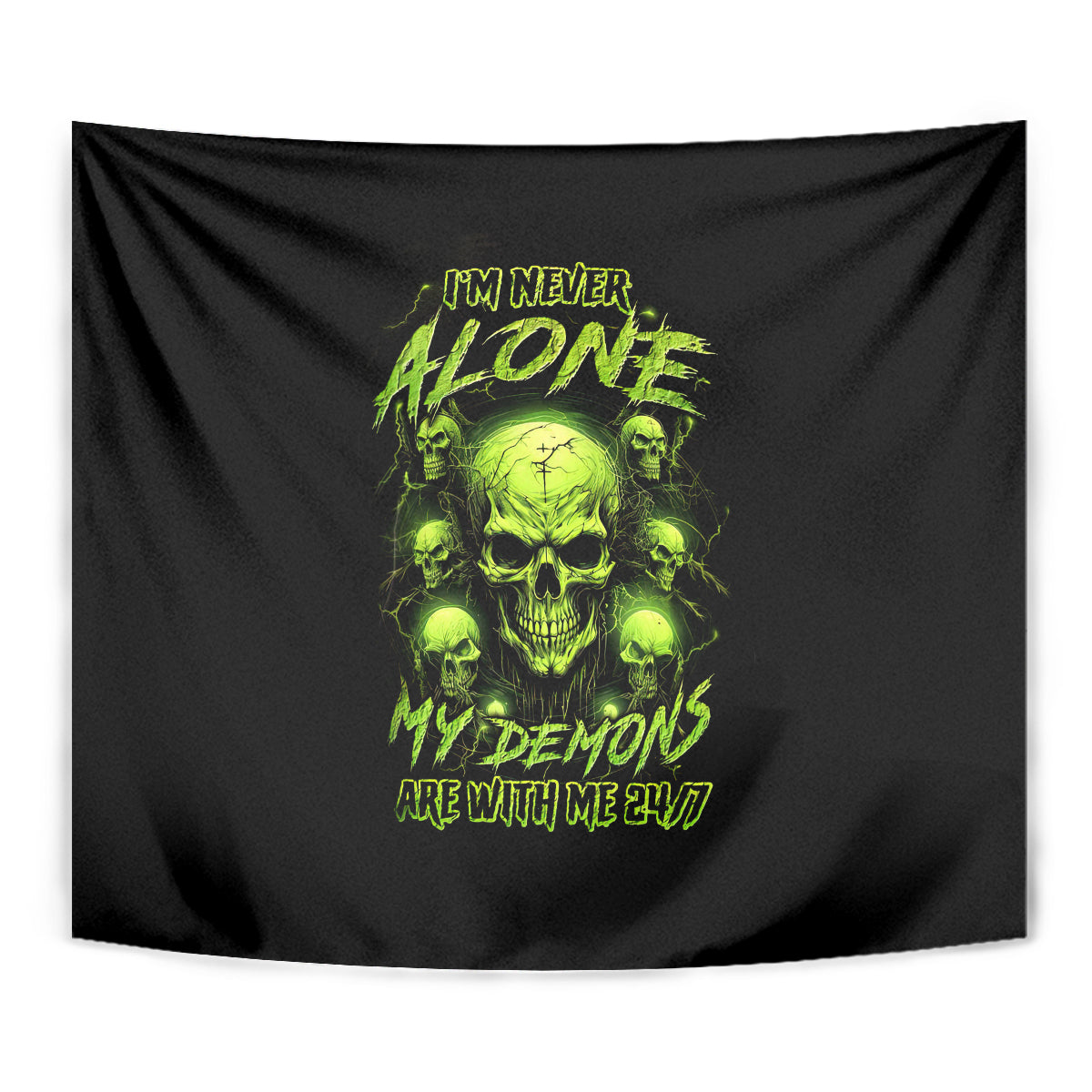 Thunder Skull Tapestry Thunder Skull I Never Alone My Demon With Me 24/7 - Wonder Print Shop