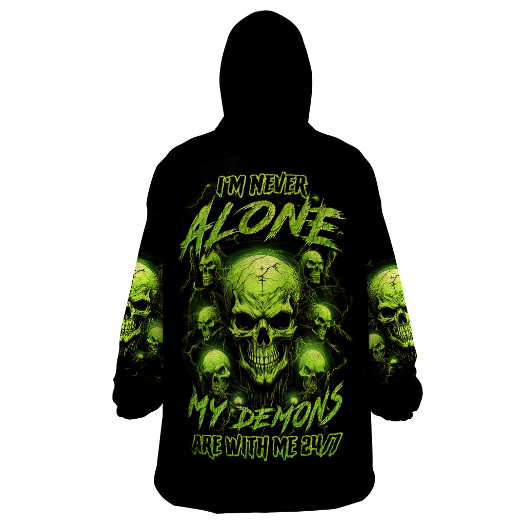 Thunder Skull Wearable Blanket Hoodie Thunder Skull I Never Alone My Demon With Me 24/7 - Wonder Print Shop