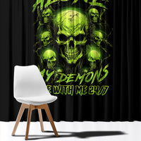 Thunder Skull Window Curtain Thunder Skull I Never Alone My Demon With Me 24/7 - Wonder Print Shop