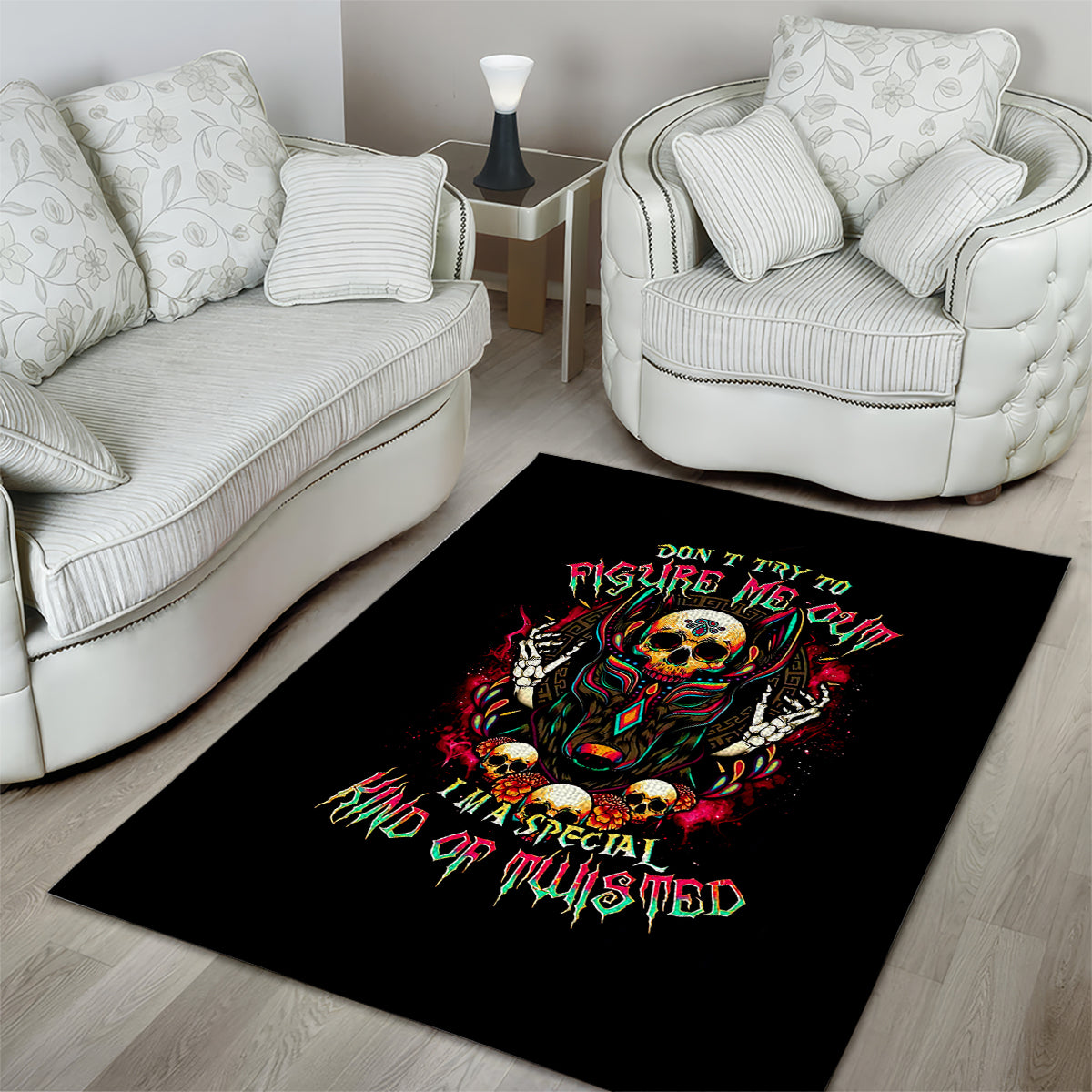 Anubis Skull Area Rug Skull Anubis Don't Try To Figured Me Out - Wonder Print Shop