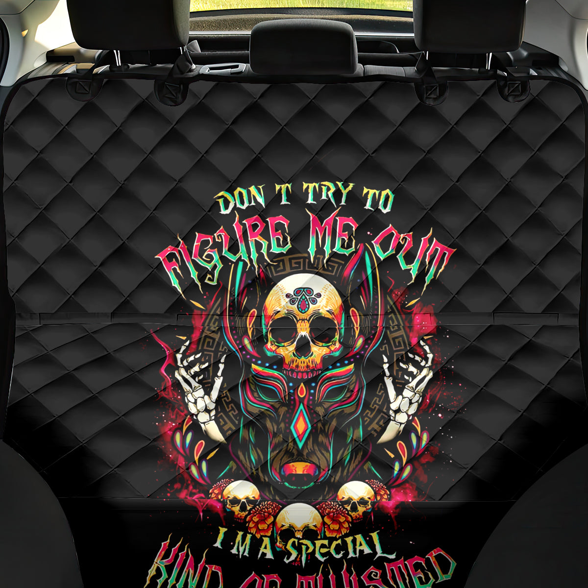 Anubis Skull Back Car Seat Cover Skull Anubis Don't Try To Figured Me Out - Wonder Print Shop