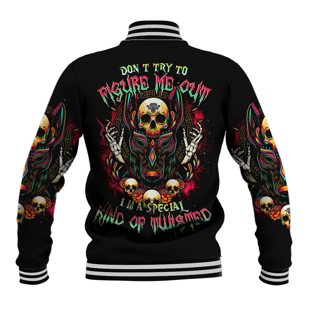 Anubis Skull Baseball Jacket Skull Anubis Don't Try To Figured Me Out - Wonder Print Shop