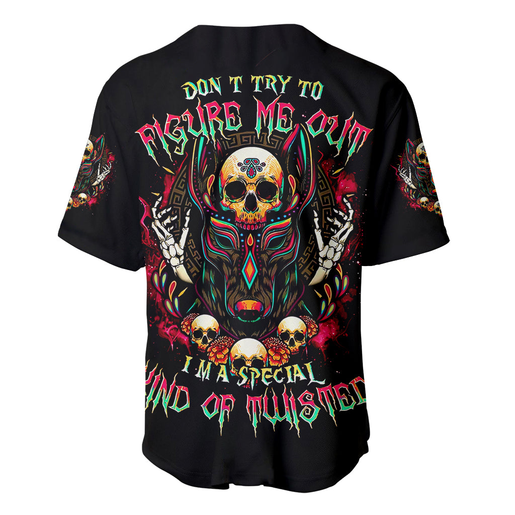 Anubis Skull Baseball Jersey Skull Anubis Don't Try To Figured Me Out - Wonder Print Shop