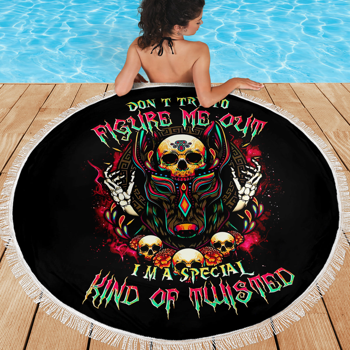 Anubis Skull Beach Blanket Skull Anubis Don't Try To Figured Me Out - Wonder Print Shop