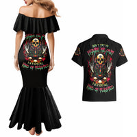 Anubis Skull Couples Matching Mermaid Dress and Hawaiian Shirt Skull Anubis Don't Try To Figured Me Out - Wonder Print Shop