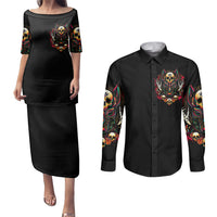 Anubis Skull Couples Matching Puletasi Dress and Long Sleeve Button Shirts Skull Anubis Don't Try To Figured Me Out - Wonder Print Shop