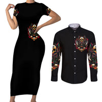 Anubis Skull Couples Matching Short Sleeve Bodycon Dress and Long Sleeve Button Shirts Skull Anubis Don't Try To Figured Me Out - Wonder Print Shop