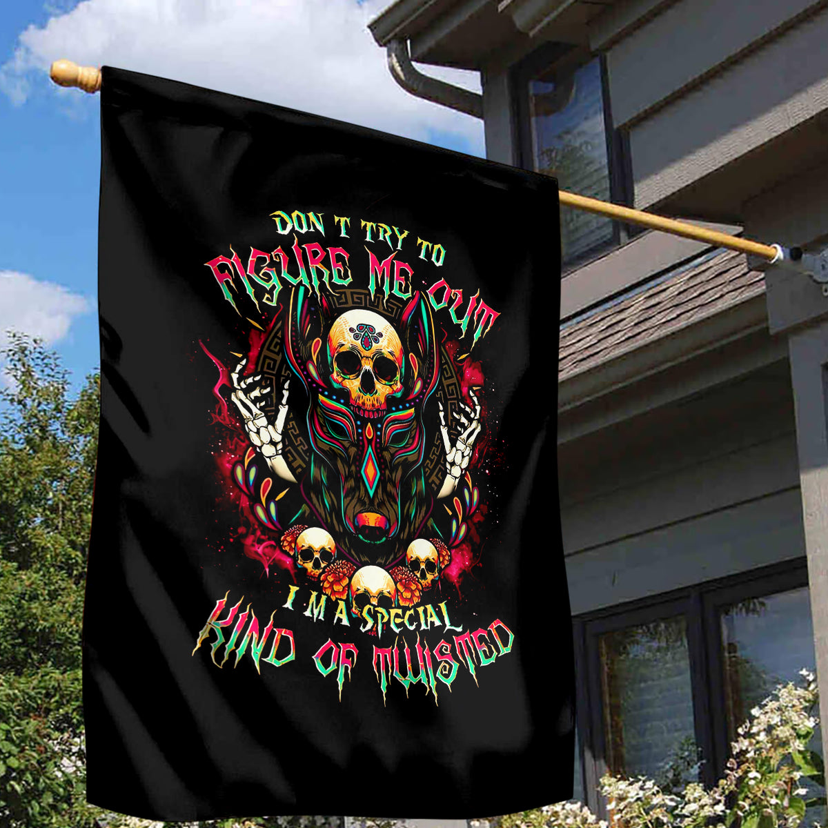 Anubis Skull Garden Flag Skull Anubis Don't Try To Figured Me Out - Wonder Print Shop