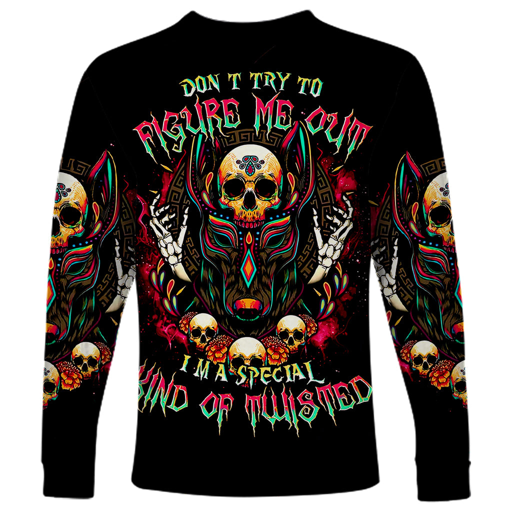Anubis Skull Long Sleeve Shirt Skull Anubis Don't Try To Figured Me Out - Wonder Print Shop