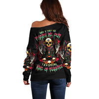 Anubis Skull Off Shoulder Sweater Skull Anubis Don't Try To Figured Me Out - Wonder Print Shop