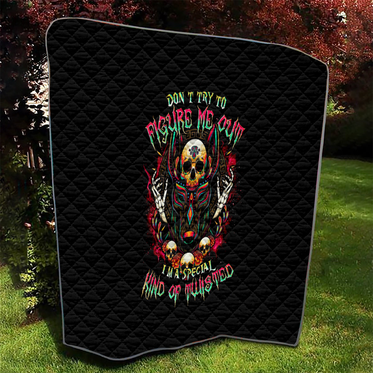 Anubis Skull Quilt Skull Anubis Don't Try To Figured Me Out - Wonder Print Shop