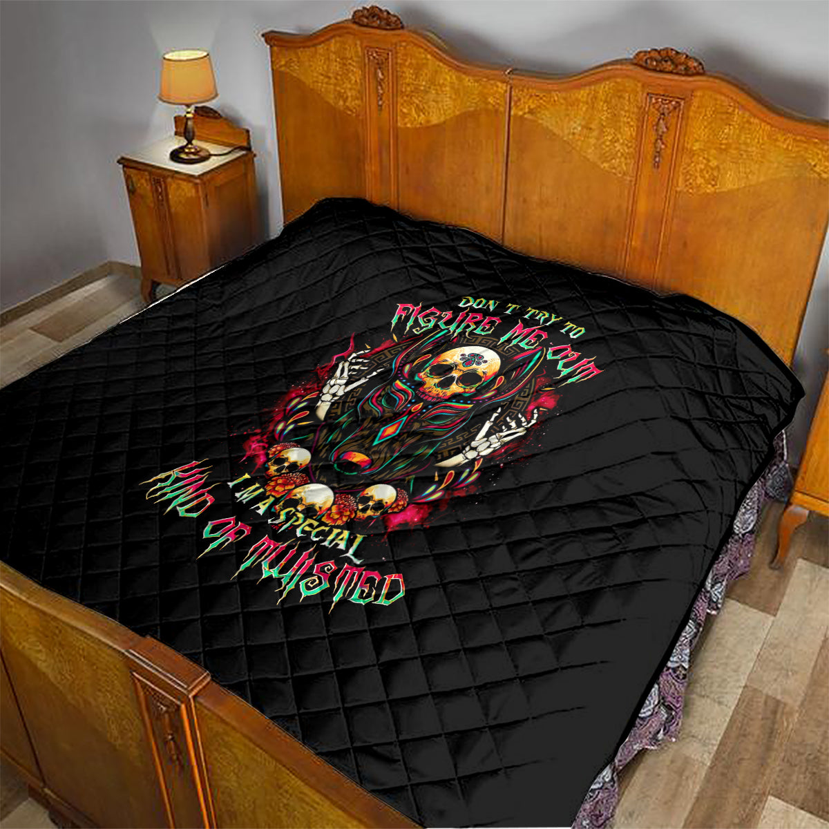 Anubis Skull Quilt Skull Anubis Don't Try To Figured Me Out - Wonder Print Shop
