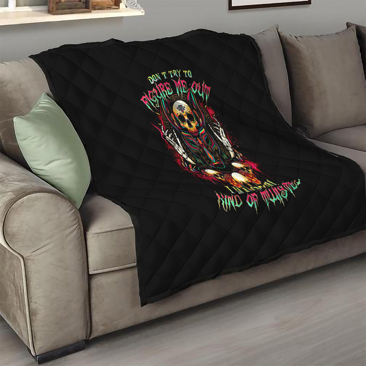 Anubis Skull Quilt Skull Anubis Don't Try To Figured Me Out - Wonder Print Shop