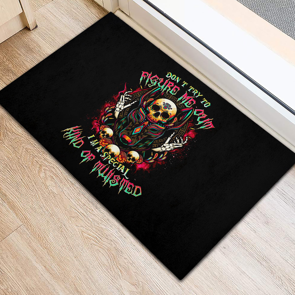 Anubis Skull Rubber Doormat Skull Anubis Don't Try To Figured Me Out - Wonder Print Shop