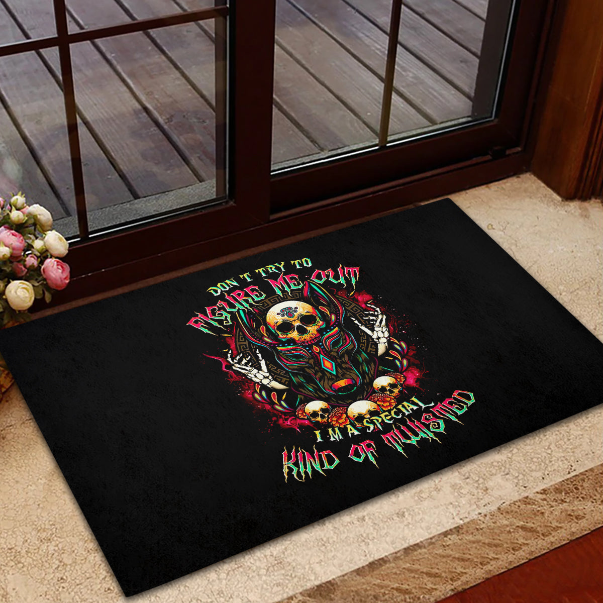 Anubis Skull Rubber Doormat Skull Anubis Don't Try To Figured Me Out - Wonder Print Shop