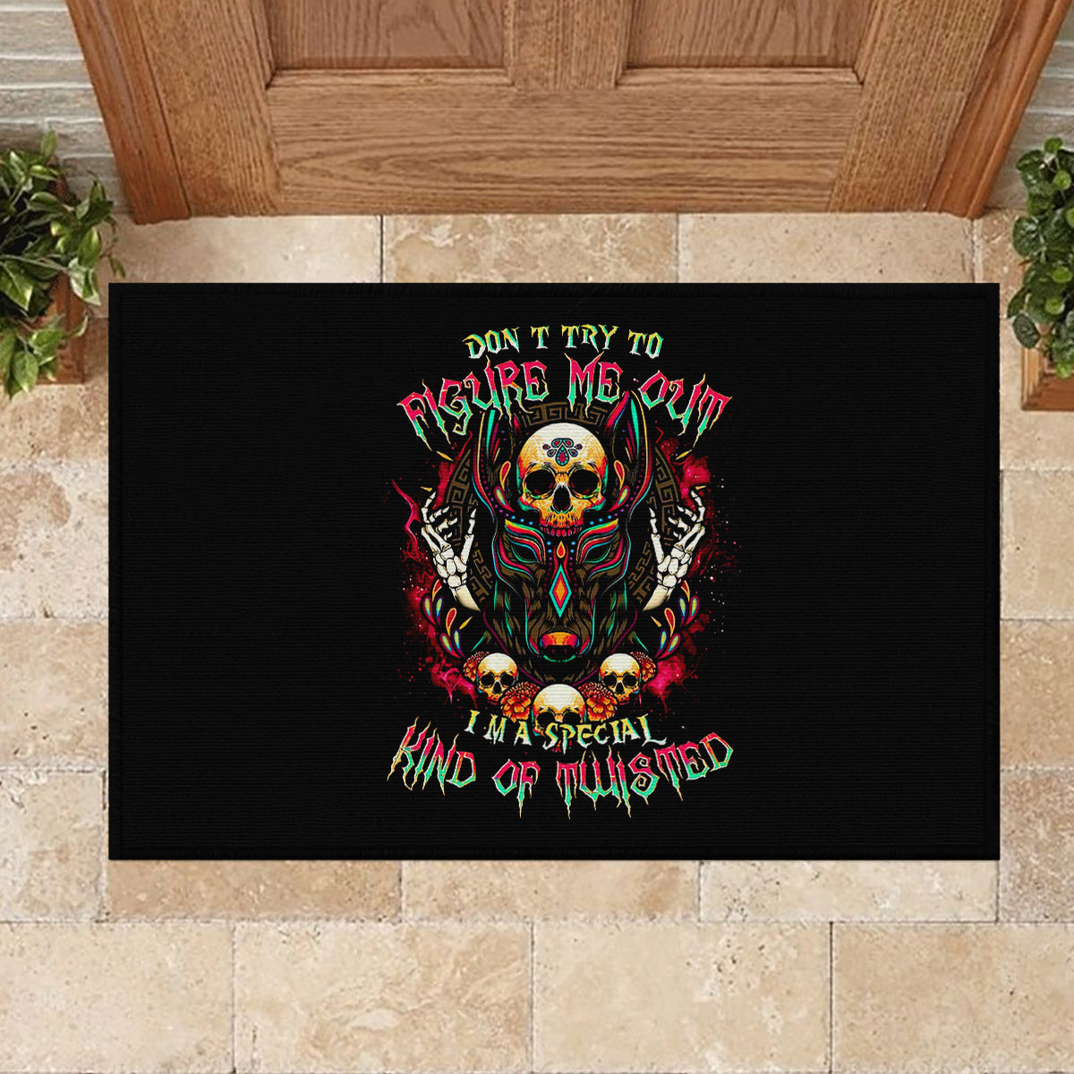 Anubis Skull Rubber Doormat Skull Anubis Don't Try To Figured Me Out - Wonder Print Shop