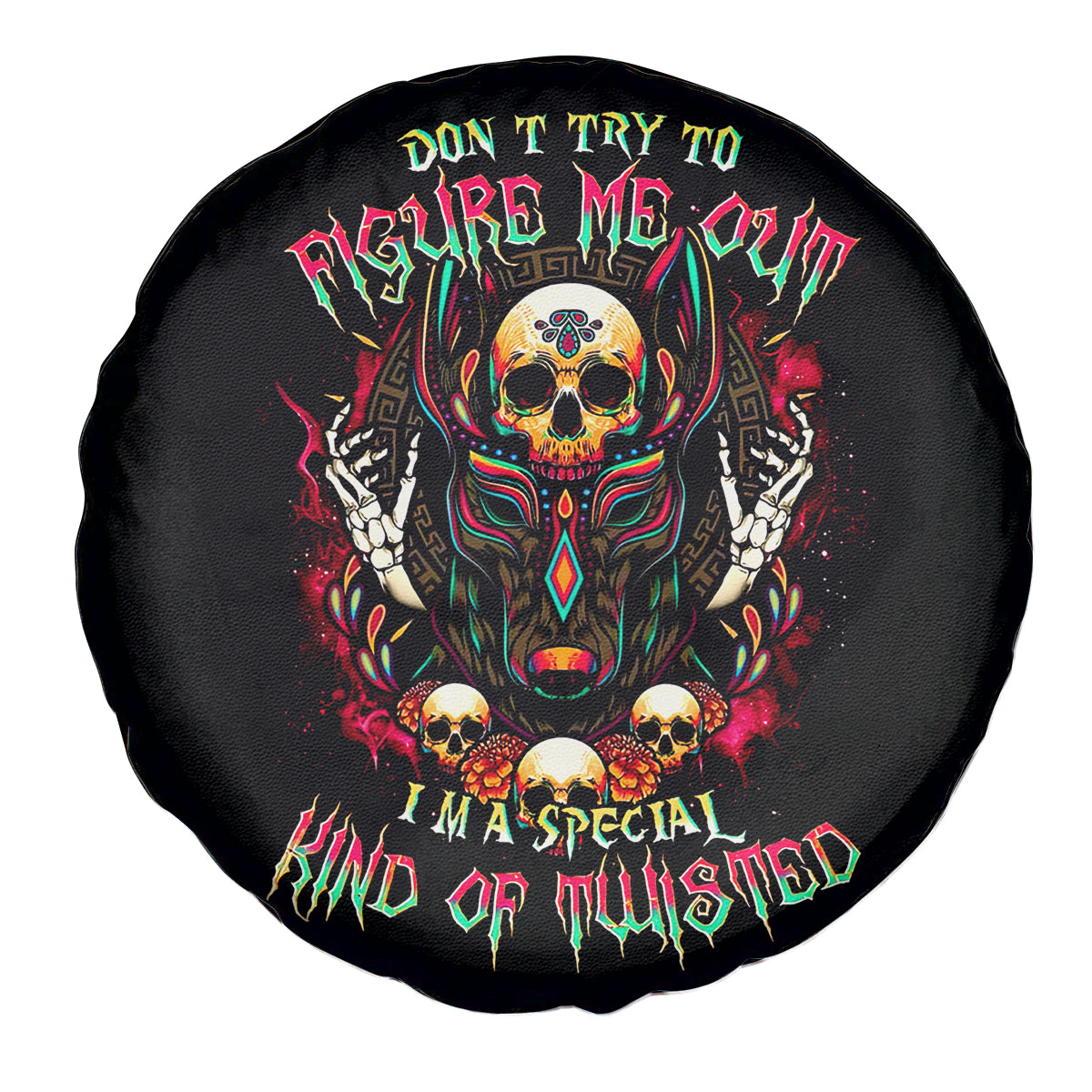 Anubis Skull Spare Tire Cover Skull Anubis Don't Try To Figured Me Out - Wonder Print Shop