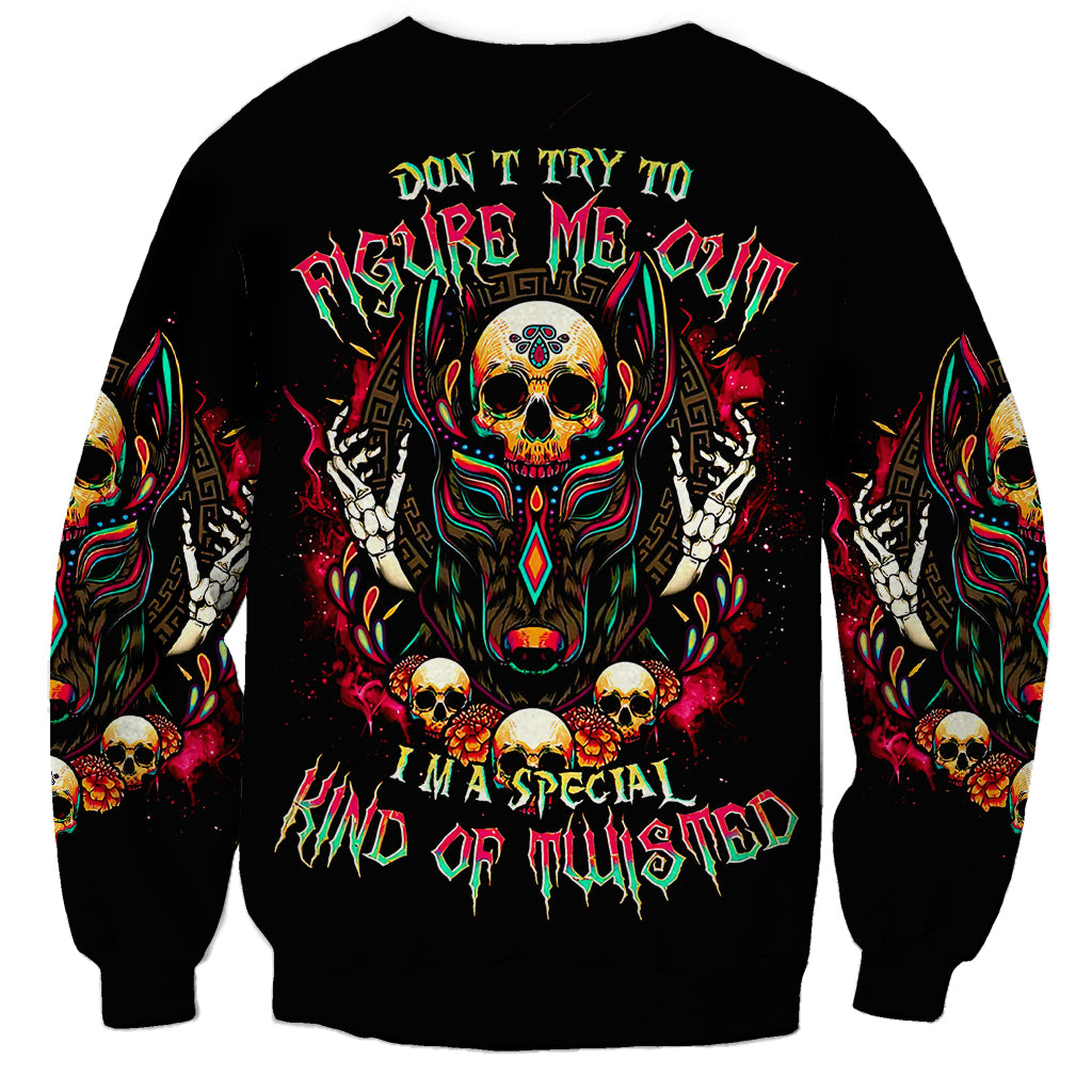 Anubis Skull Sweatshirt Skull Anubis Don't Try To Figured Me Out - Wonder Print Shop