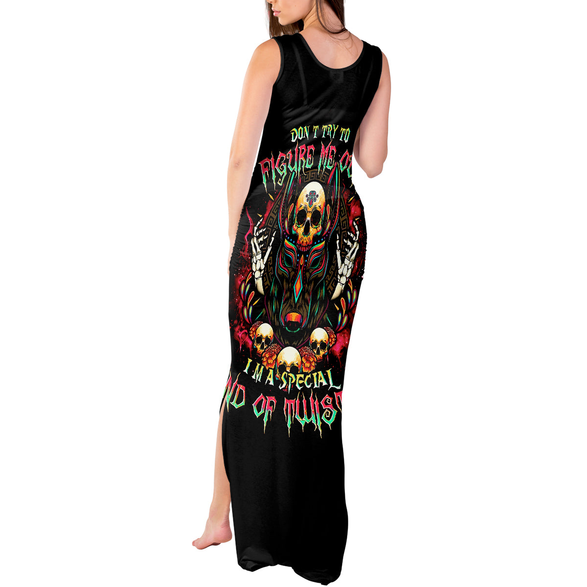 Anubis Skull Tank Maxi Dress Skull Anubis Don't Try To Figured Me Out - Wonder Print Shop
