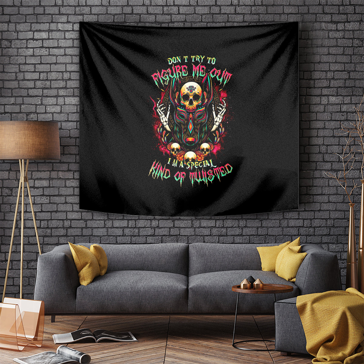 Anubis Skull Tapestry Skull Anubis Don't Try To Figured Me Out - Wonder Print Shop