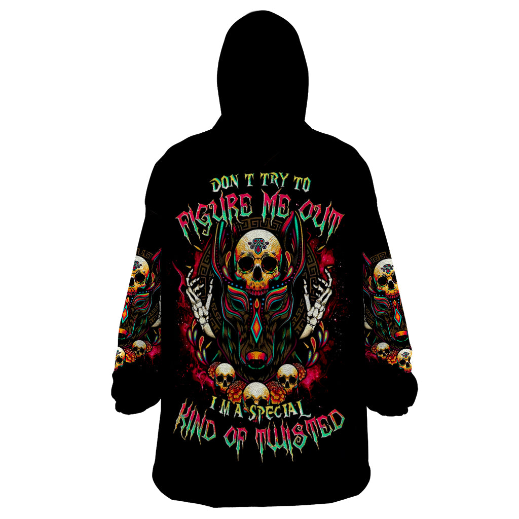 Anubis Skull Wearable Blanket Hoodie Skull Anubis Don't Try To Figured Me Out - Wonder Print Shop