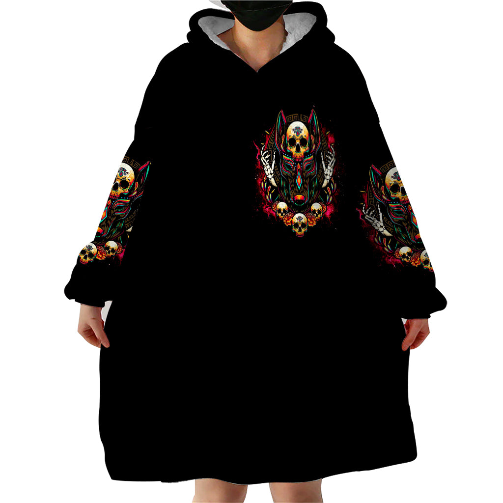 Anubis Skull Wearable Blanket Hoodie Skull Anubis Don't Try To Figured Me Out - Wonder Print Shop