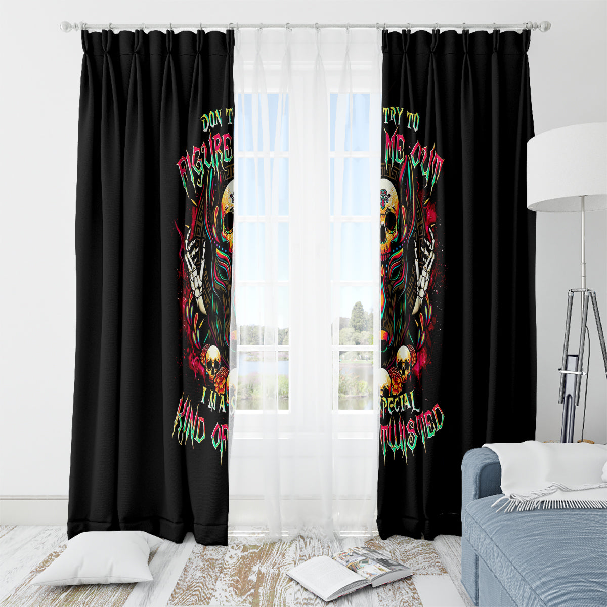 Anubis Skull Window Curtain Skull Anubis Don't Try To Figured Me Out - Wonder Print Shop