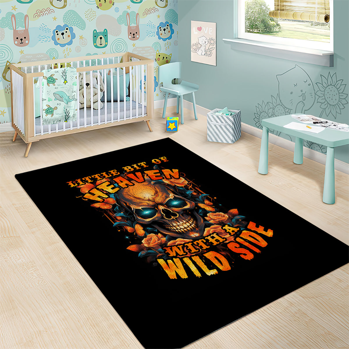 Flower Skull Area Rug Litte Bit Of Heaven With A Wild Side - Wonder Print Shop