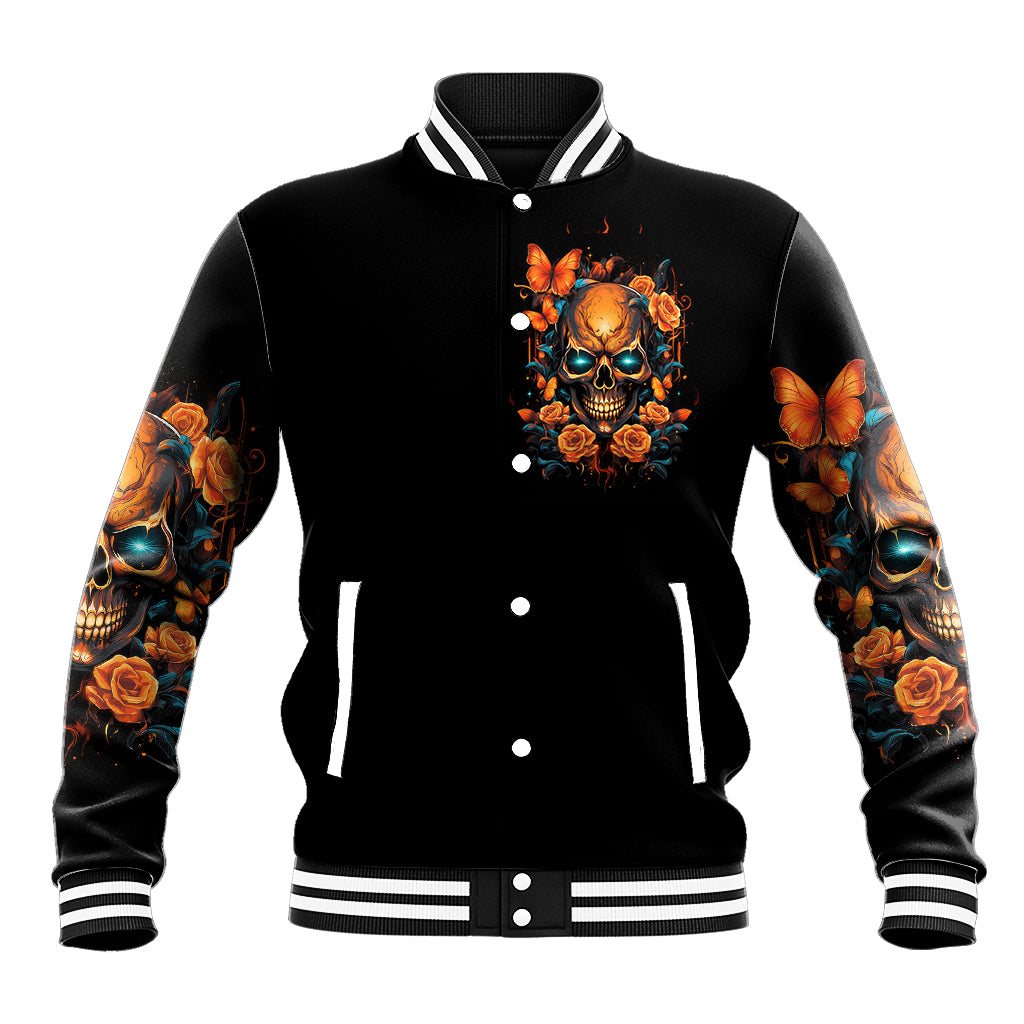 Flower Skull Baseball Jacket Litte Bit Of Heaven With A Wild Side - Wonder Print Shop