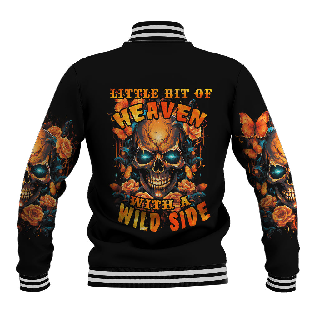 Flower Skull Baseball Jacket Litte Bit Of Heaven With A Wild Side - Wonder Print Shop