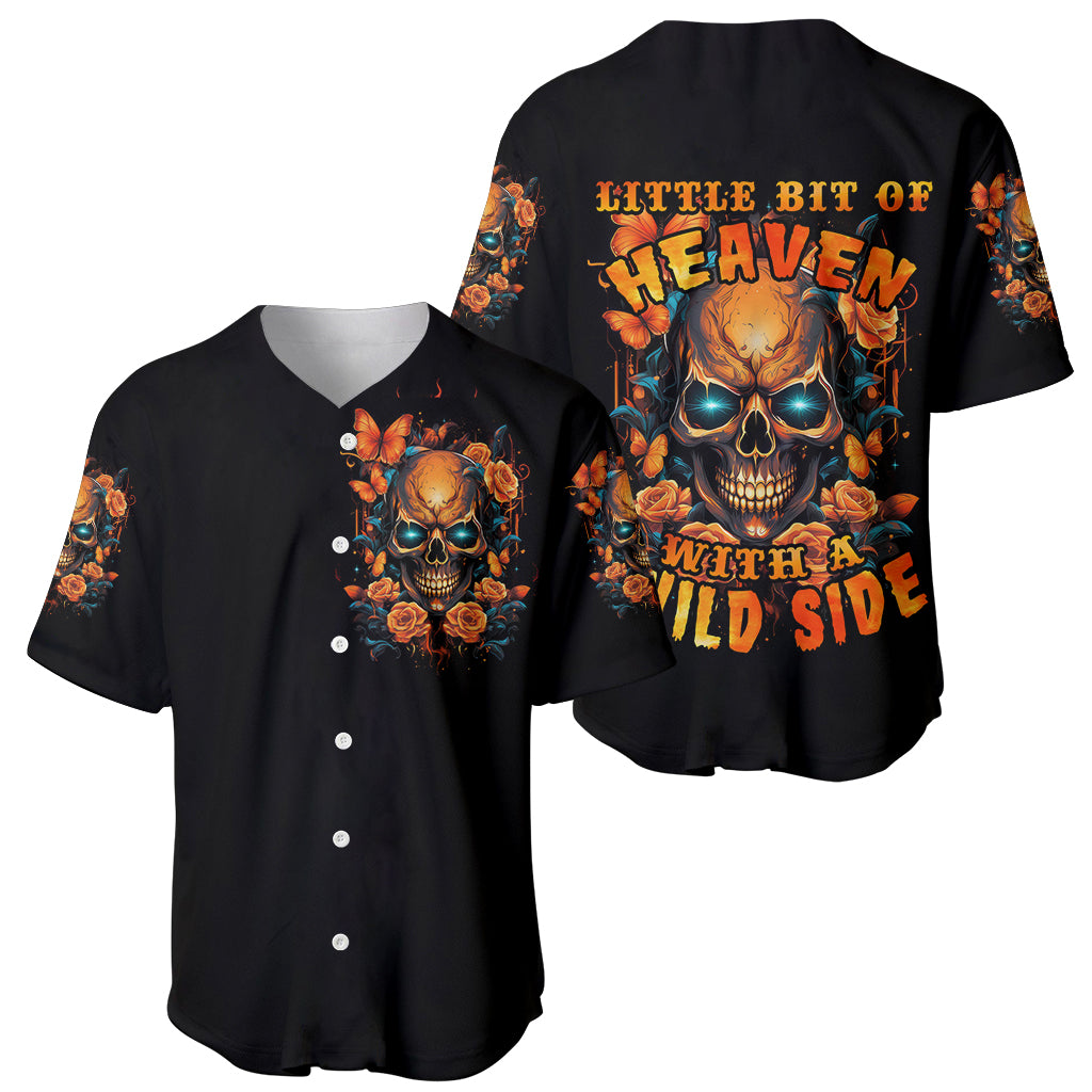 Flower Skull Baseball Jersey Litte Bit Of Heaven With A Wild Side - Wonder Print Shop