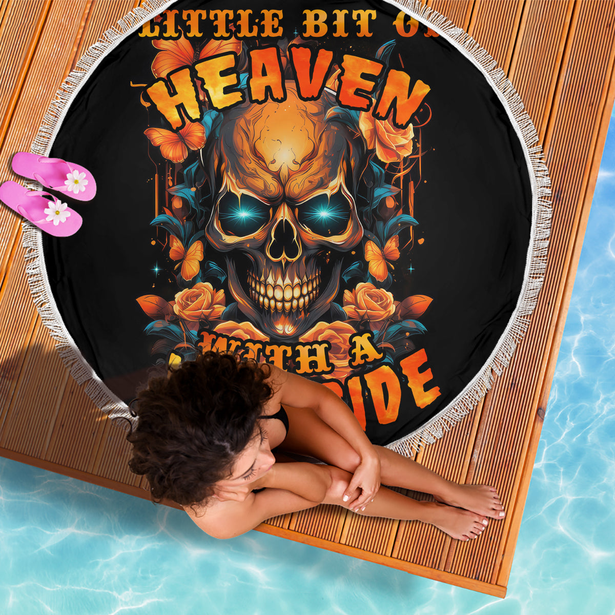 Flower Skull Beach Blanket Litte Bit Of Heaven With A Wild Side - Wonder Print Shop