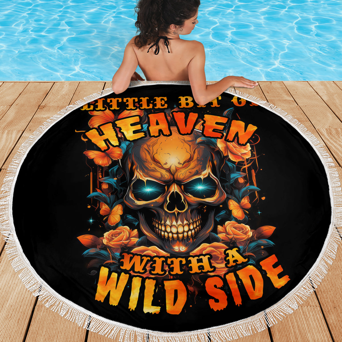 Flower Skull Beach Blanket Litte Bit Of Heaven With A Wild Side - Wonder Print Shop