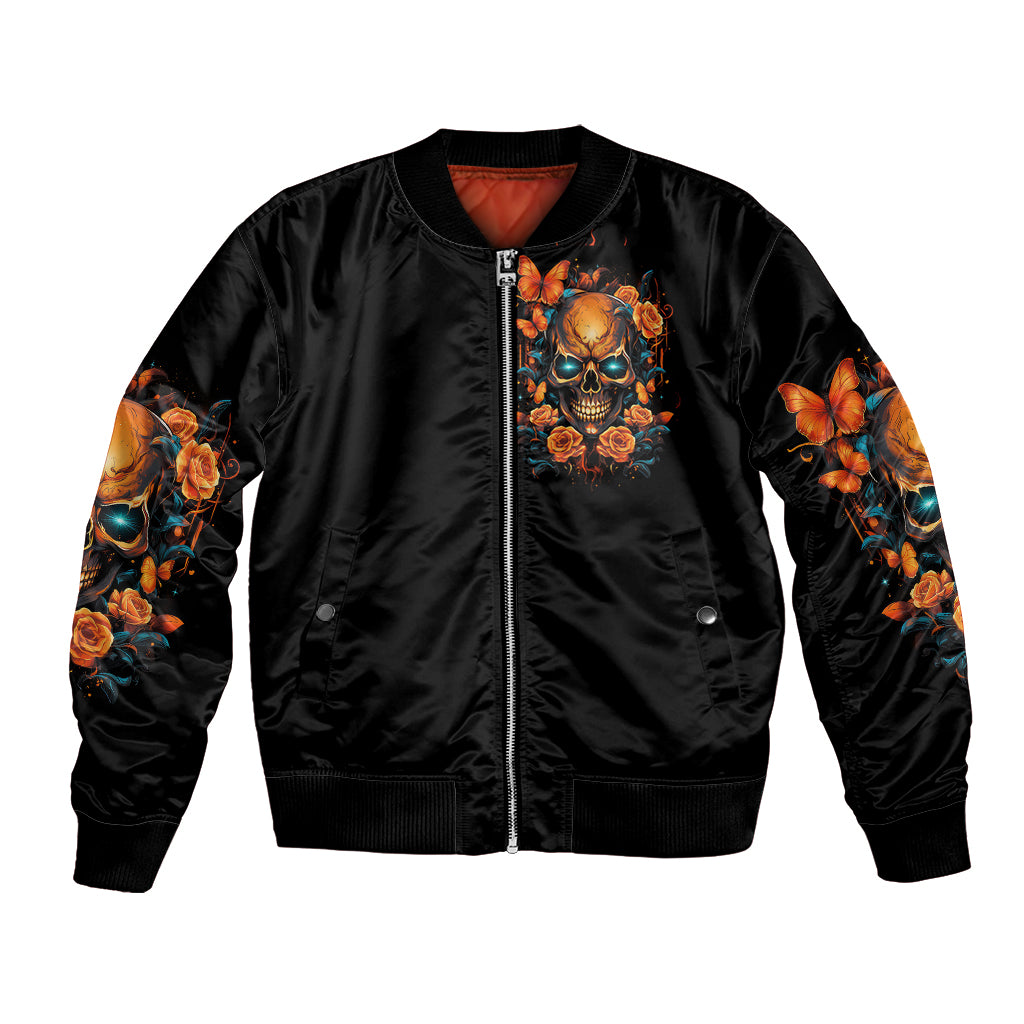 Flower Skull Bomber Jacket Litte Bit Of Heaven With A Wild Side - Wonder Print Shop