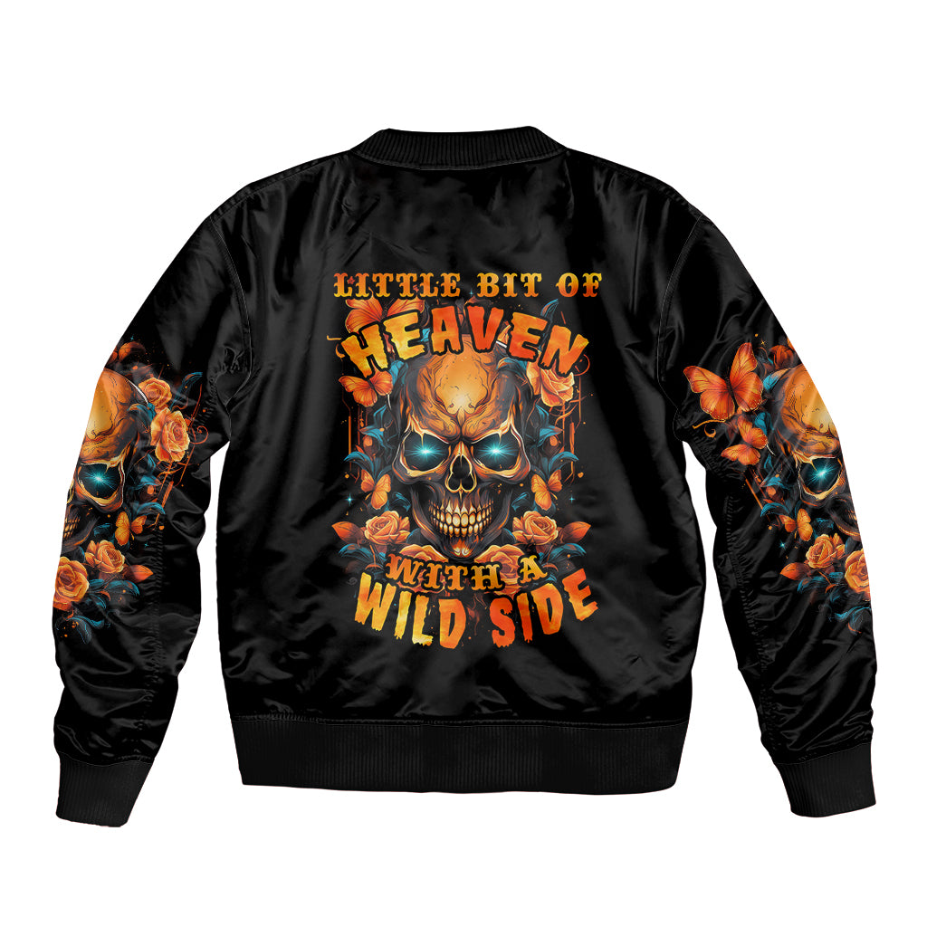 Flower Skull Bomber Jacket Litte Bit Of Heaven With A Wild Side - Wonder Print Shop