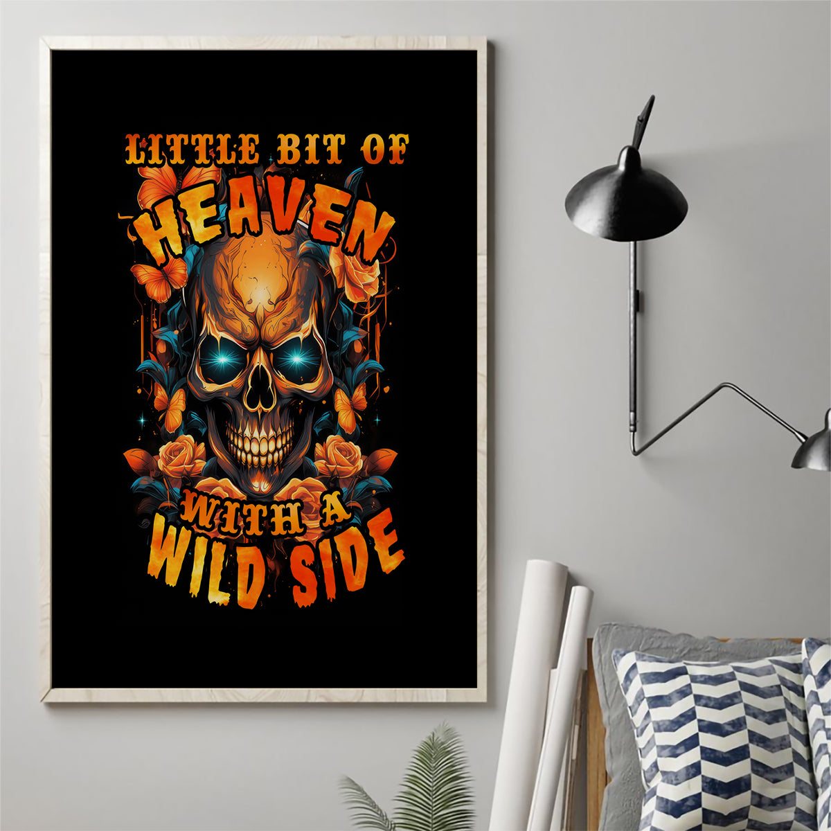 Flower Skull Canvas Wall Art Litte Bit Of Heaven With A Wild Side - Wonder Print Shop
