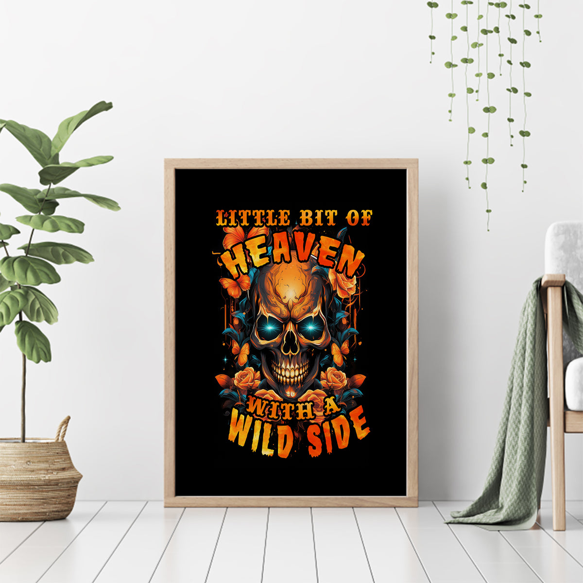Flower Skull Canvas Wall Art Litte Bit Of Heaven With A Wild Side - Wonder Print Shop