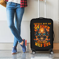 Flower Skull Luggage Cover Litte Bit Of Heaven With A Wild Side - Wonder Print Shop