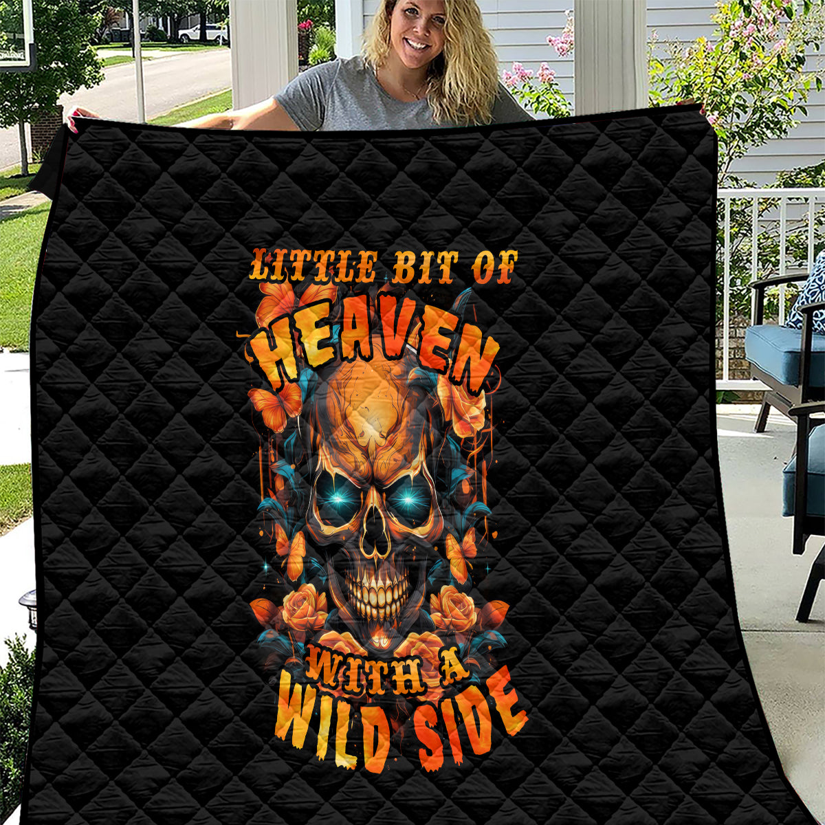 Flower Skull Quilt Litte Bit Of Heaven With A Wild Side - Wonder Print Shop