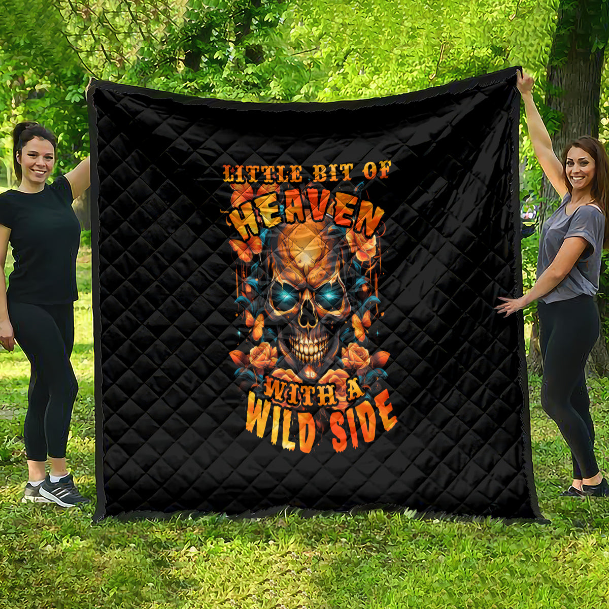 Flower Skull Quilt Litte Bit Of Heaven With A Wild Side - Wonder Print Shop