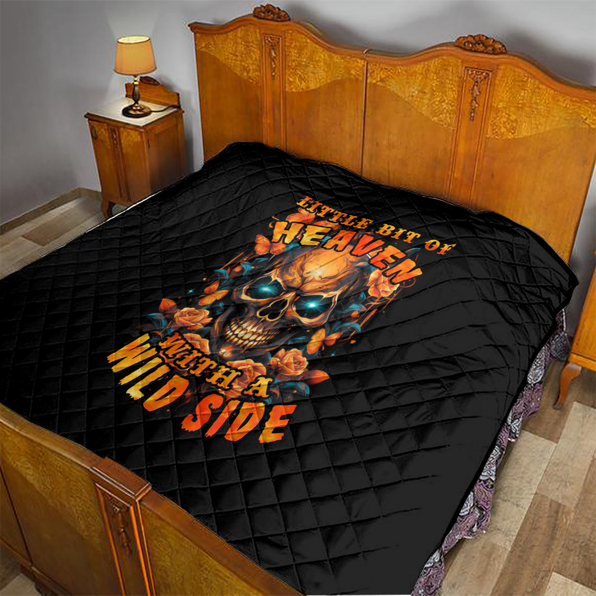 Flower Skull Quilt Litte Bit Of Heaven With A Wild Side - Wonder Print Shop