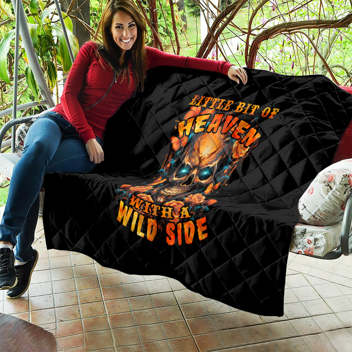 Flower Skull Quilt Litte Bit Of Heaven With A Wild Side - Wonder Print Shop