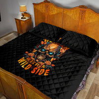 Flower Skull Quilt Bed Set Litte Bit Of Heaven With A Wild Side - Wonder Print Shop