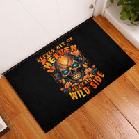 Flower Skull Rubber Doormat Litte Bit Of Heaven With A Wild Side - Wonder Print Shop