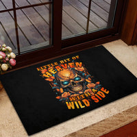 Flower Skull Rubber Doormat Litte Bit Of Heaven With A Wild Side - Wonder Print Shop