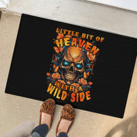 Flower Skull Rubber Doormat Litte Bit Of Heaven With A Wild Side - Wonder Print Shop