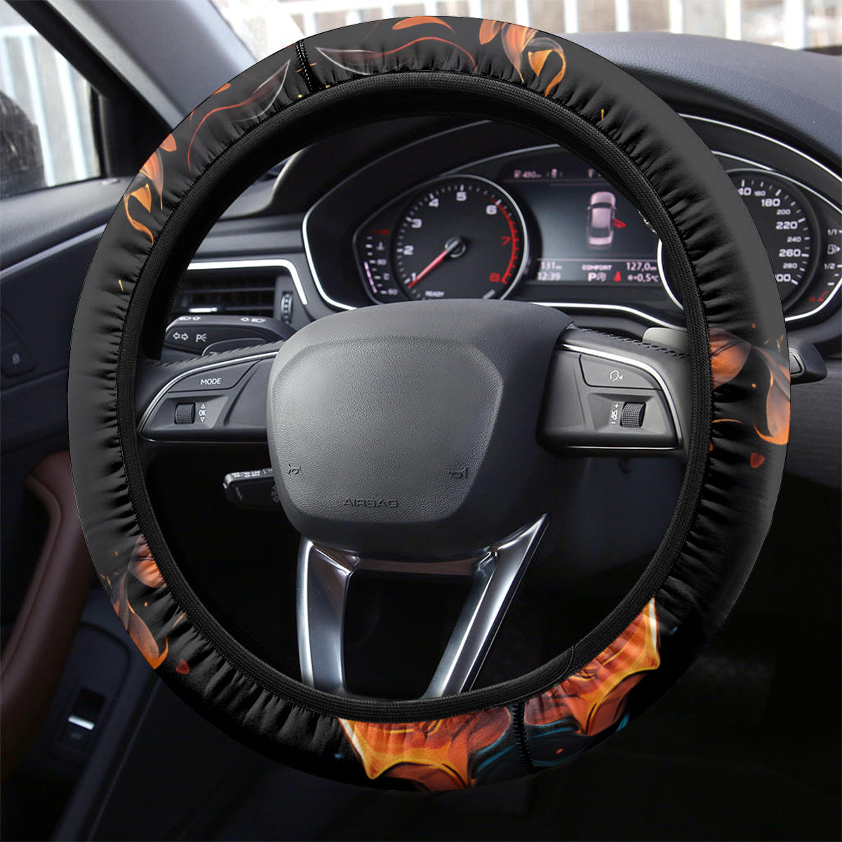 Flower Skull Steering Wheel Cover Litte Bit Of Heaven With A Wild Side - Wonder Print Shop