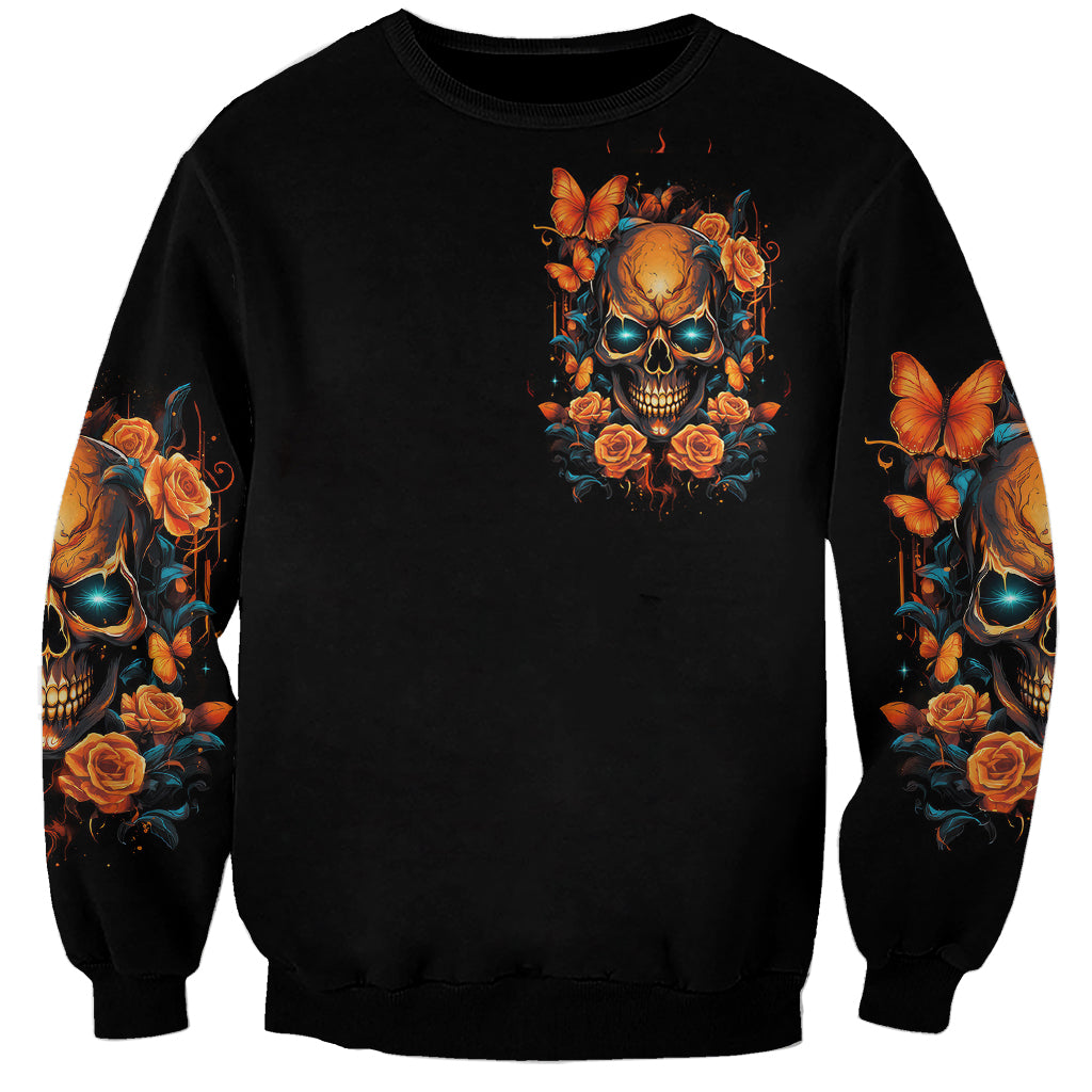 Flower Skull Sweatshirt Litte Bit Of Heaven With A Wild Side - Wonder Print Shop