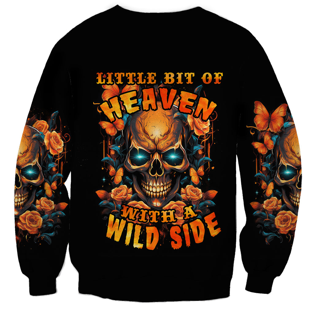 Flower Skull Sweatshirt Litte Bit Of Heaven With A Wild Side - Wonder Print Shop