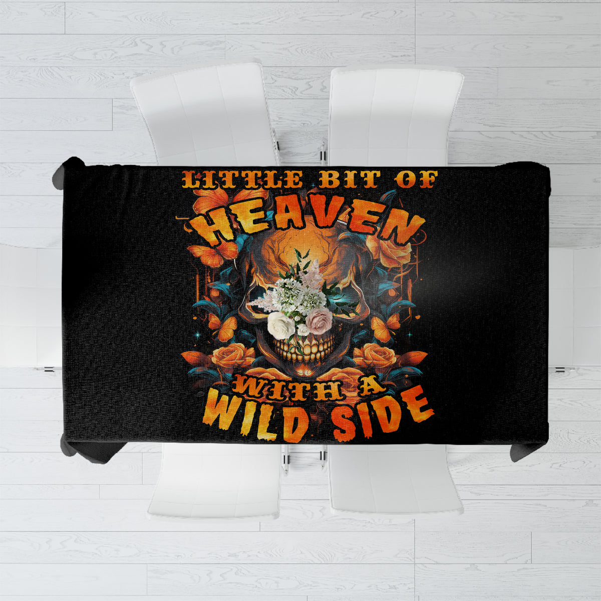 Flower Skull Tablecloth Litte Bit Of Heaven With A Wild Side - Wonder Print Shop